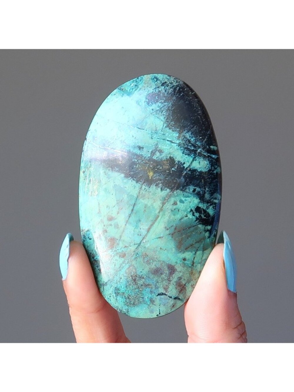 Chrysocolla Cabochon Crystal Sonora Oval Stone Blue-Green Gemstone 76mm